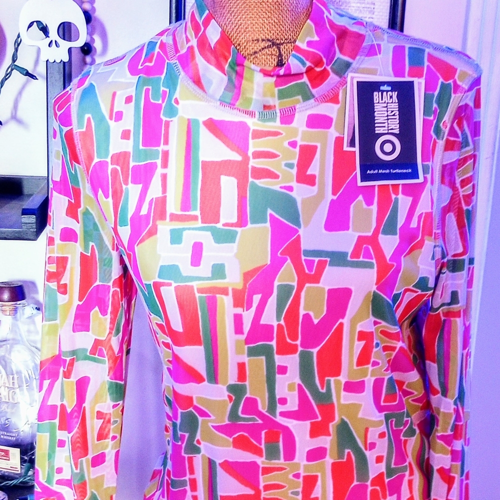 Vibrant Abstract Long Sleeve Mesh Tee